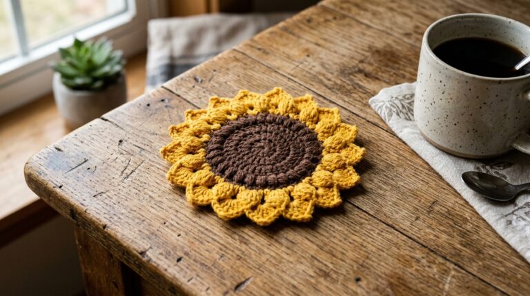 Beautiful Crochet Sunflower Coaster Pattern Free