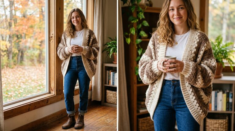 Two Color Crochet Cocoon Cardigan Pattern