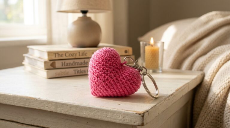Crochet Heart Keychain Pattern Free (Easy Beginner Project)