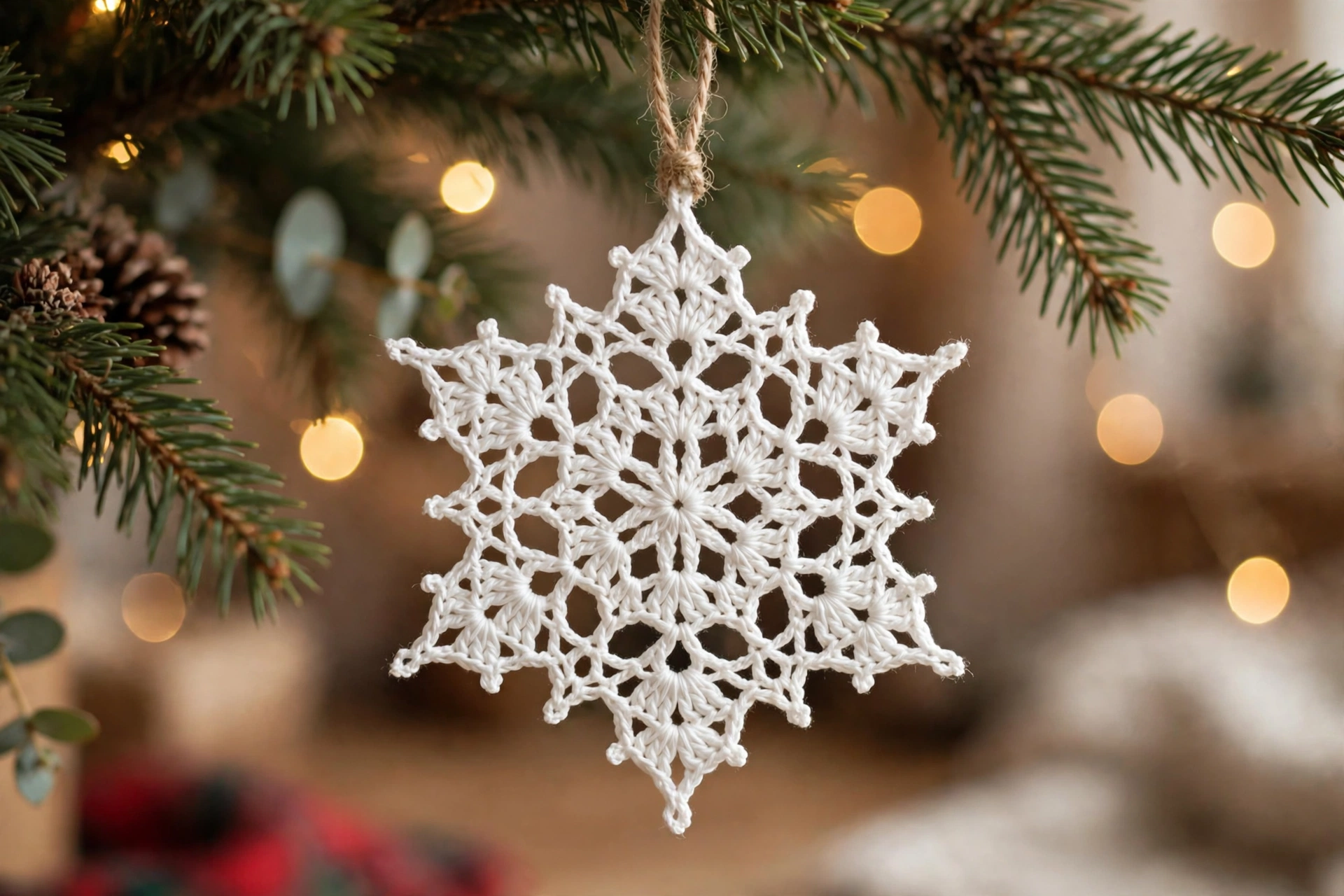 Step 8: Finished snowflake with hanging loop