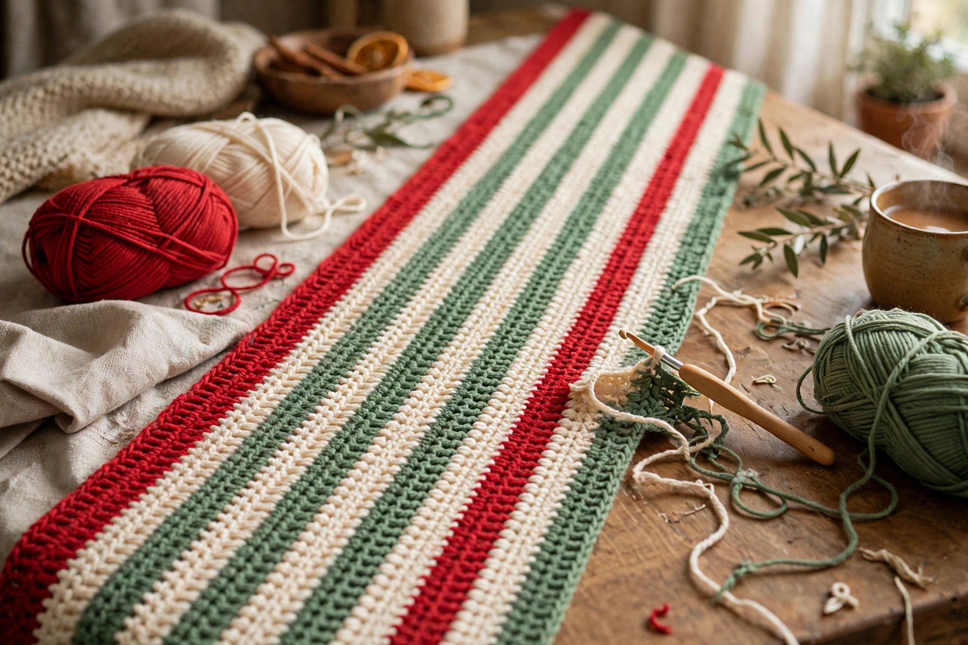 Step 5: Repeating full red–cream–green–cream stripe sequence