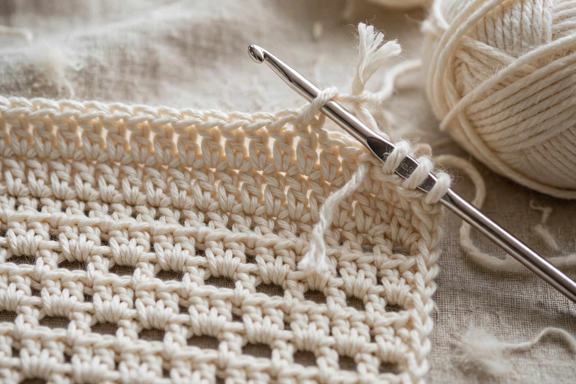 Step 6: Completing final cream rows of body and fastening off