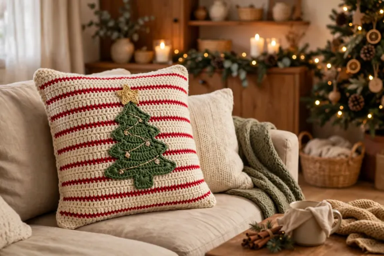 Crochet Christmas Pillow: A Cozy Tree Cushion Cover Pattern