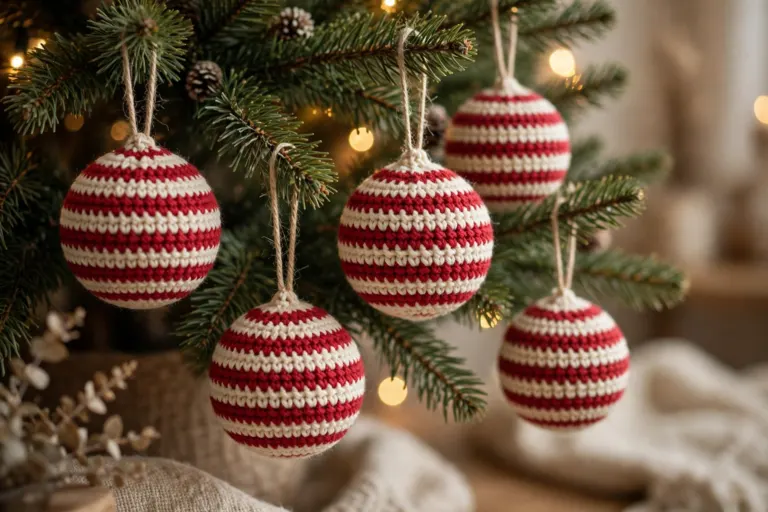 Crochet Christmas Baubles: A Complete Striped Ball Ornament Pattern