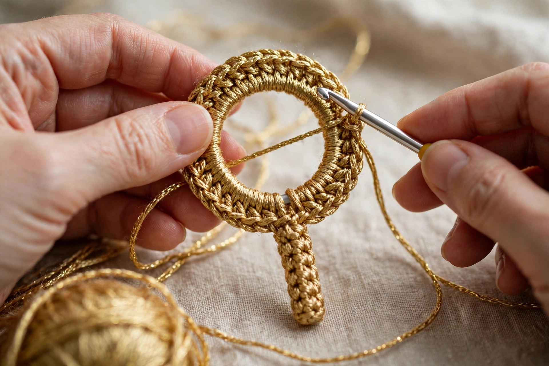 Gold halo ring and short support stem