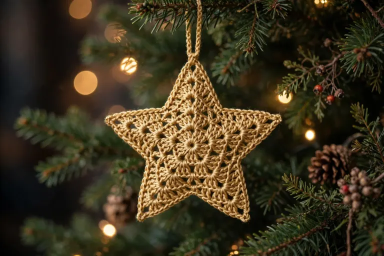 Crochet Christmas Star: A Free, Easy 5-Point Star Ornament and Tree Topper Pattern
