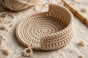 Gift pouch building base, worked in increasing single crochet rounds