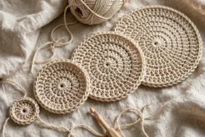 Coaster set starting circle, worked from the centre outward