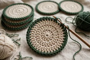 Coaster set completing the coaster, with contrast edging