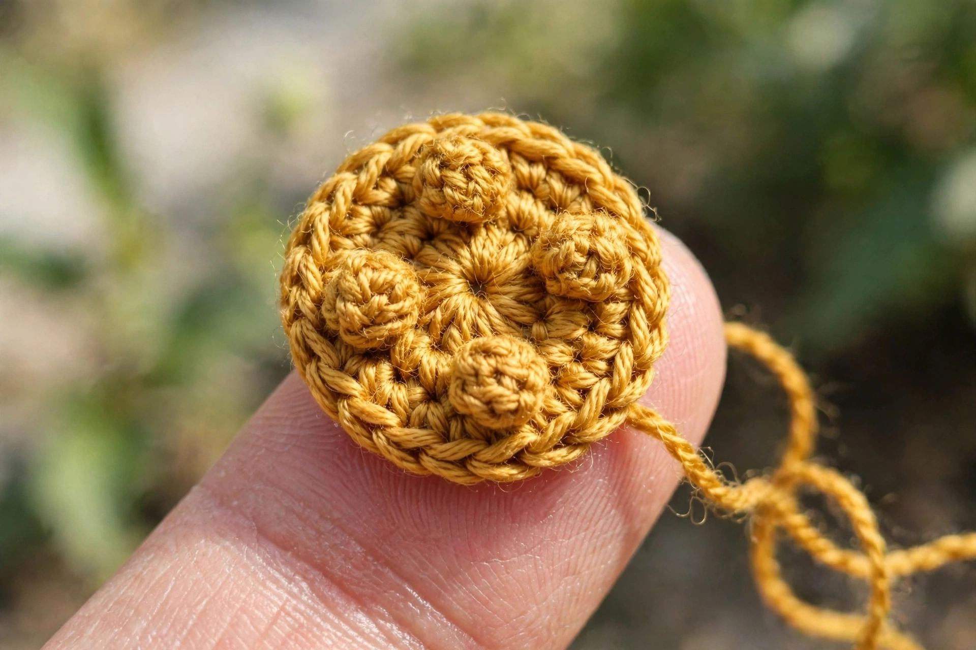 Small golden bobble centre cluster for the poinsettia crochet flower pattern